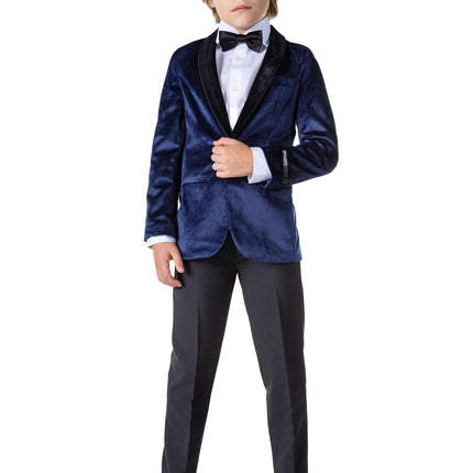Blazer en velours bleu foncé Garçon <tc>OppoSuits</tc>