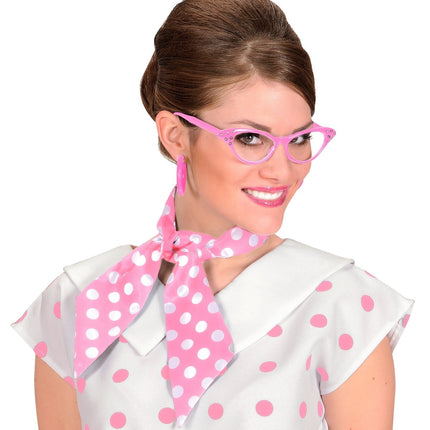 Foulard rose à pois blancs