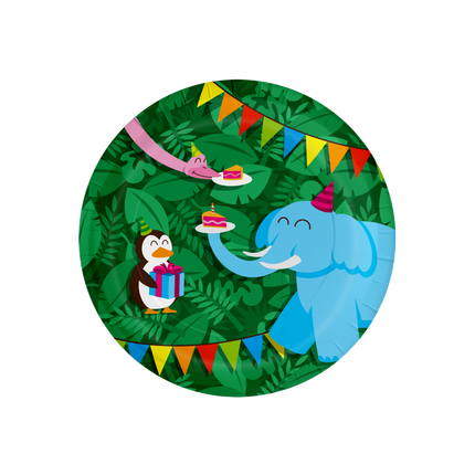 Assiettes Jungle colorées 23cm 8pcs