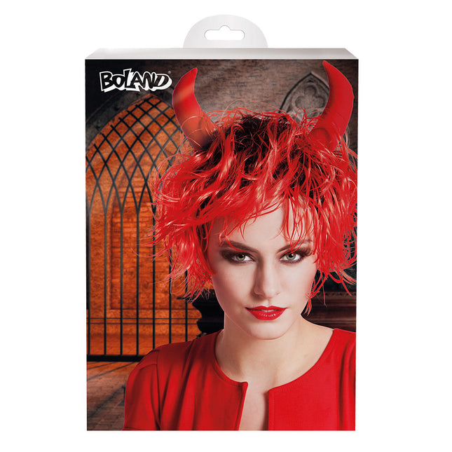 Perruque d'Halloween bouclée rouge