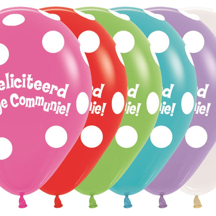 Ballons Communion Polka Dots Mix 30cm 50pcs