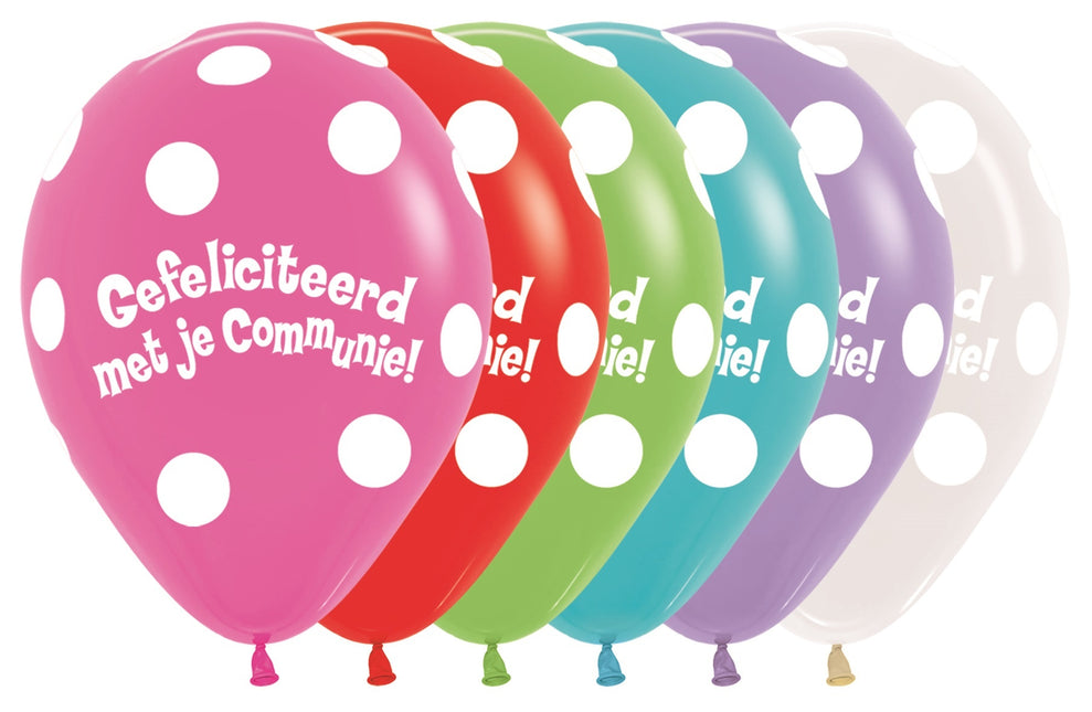 Ballons Communion Polka Dots Mix 30cm 50pcs