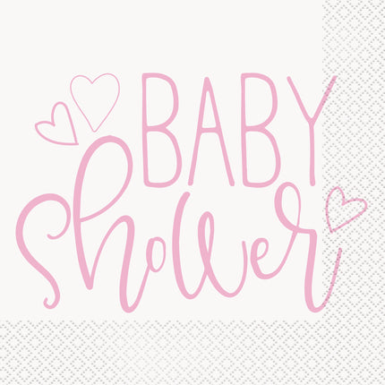 Serviettes de table pour la fête de bébé Rose 16pcs
