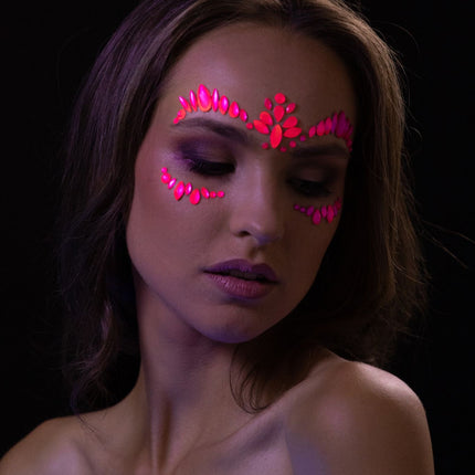 Moon Glow Neon UV Face Jewels Rose Intense