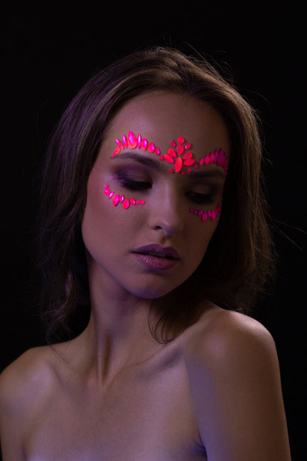 Moon Glow Neon UV Face Jewels Rose Intense