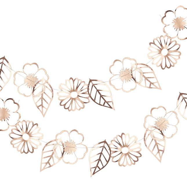 Guirlande de fleurs or rose 3m