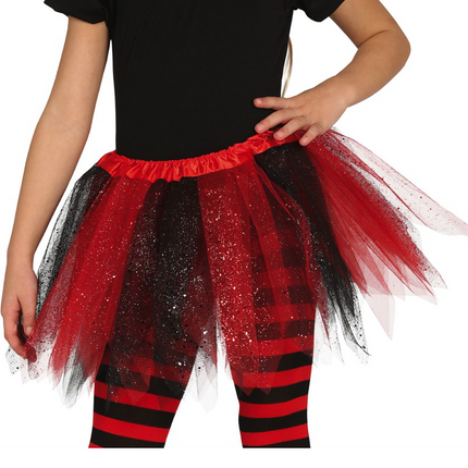 Tutu pailleté Noir Rouge Enfant 31cm