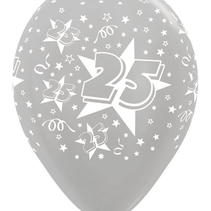 Ballons de baudruche Numéro 25 Argent 30cm 25pcs