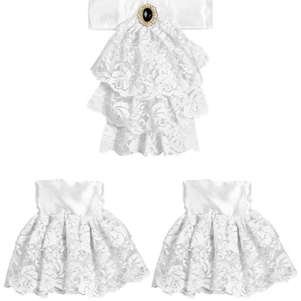 Ensemble d'accessoires blancs Jabot Avec Manchs 2 pièces
