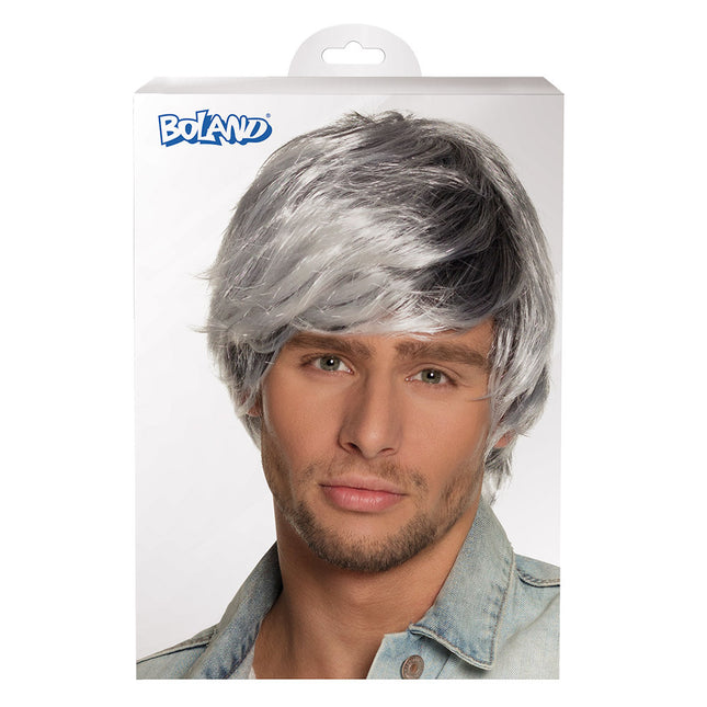 Perruque noire et blanche Tyler