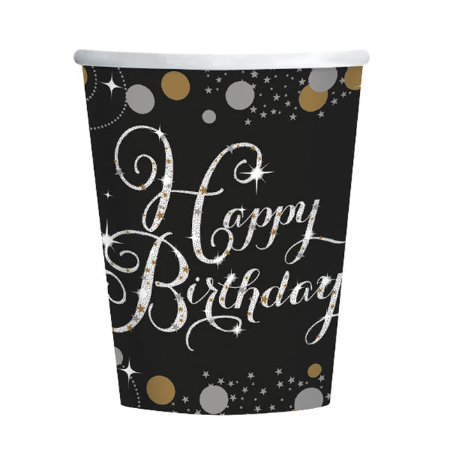 Tasses Happy Birthday carton 266ml 8pcs