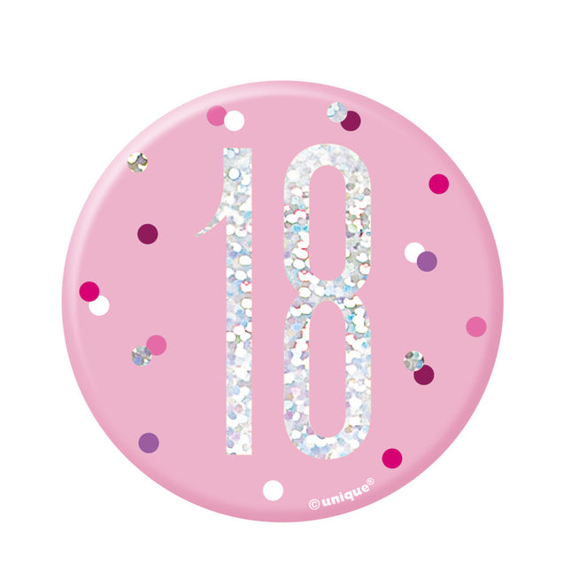 Bouton 18 ans rose 7cm
