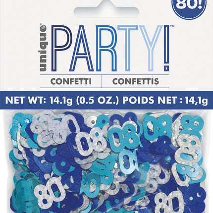 Sac de confettis 80 ans bleu 14gr