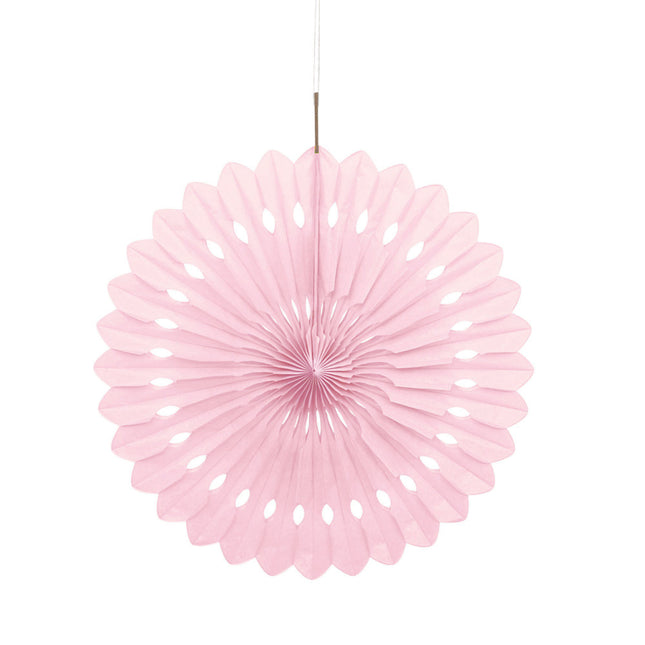 Éventail en papier rose pâle 40 cm