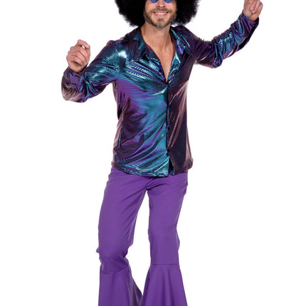 Chemisier Disco bleu violet métallisé