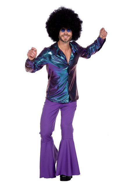 Chemisier Disco bleu violet métallisé