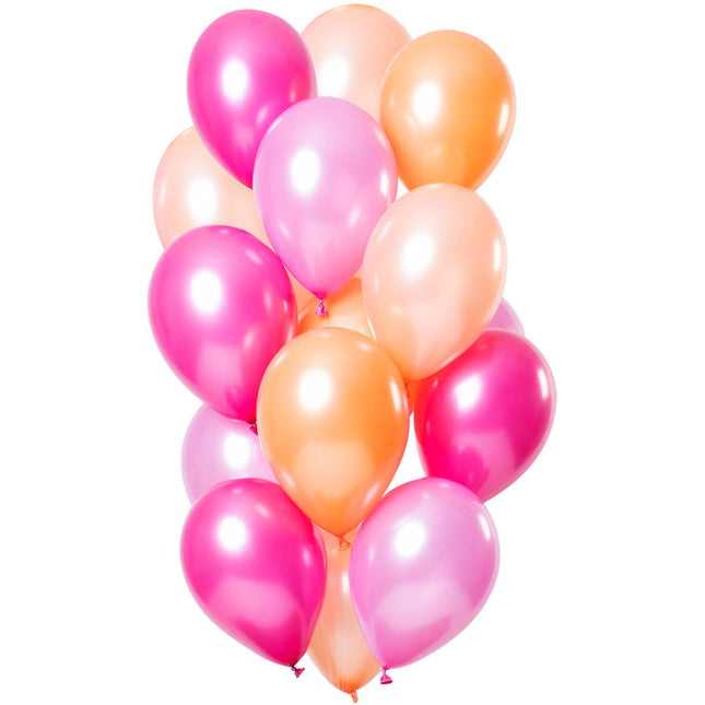 Ballons de baudruche rose pêche chromés 33cm 15pcs