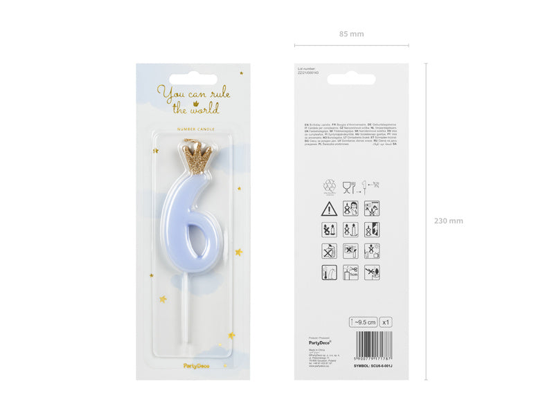 Bougie 6 ans Bleu clair 9,5cm