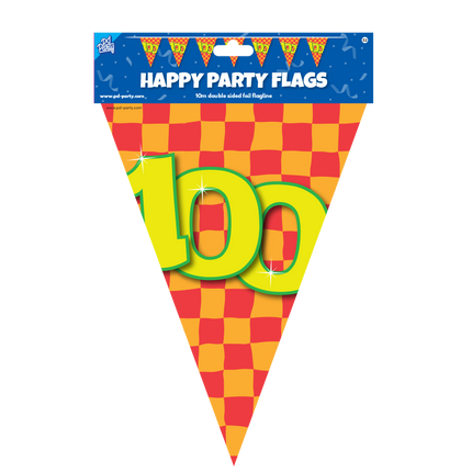 Ligne de drapeau 100 ans colorée 10m
