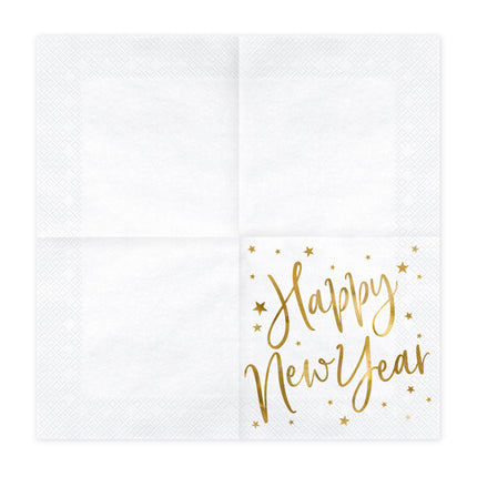 Serviettes de table pour le Nouvel An blanc 33cm 20pcs