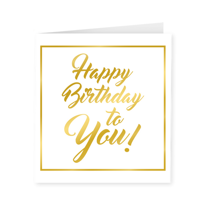 Carte Happy Birthday Or Blanc 15cm