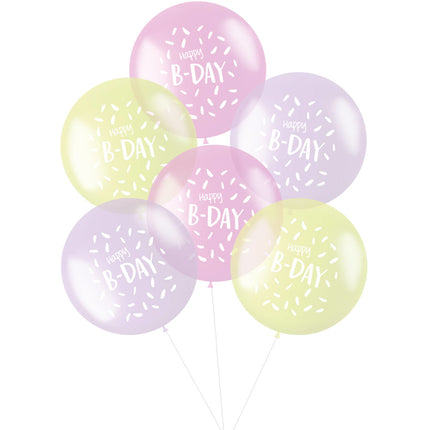 Ballons Happy B-Day Rose 48cm 6pcs