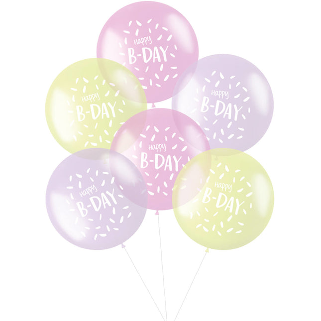 Ballons Happy B-Day Rose 48cm 6pcs