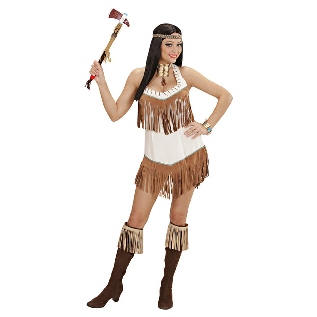 Robe indienne Marron Blanc Dames
