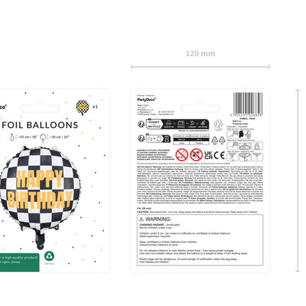 Happy Birthday Helium Balloon Race Flag Empty 35cm