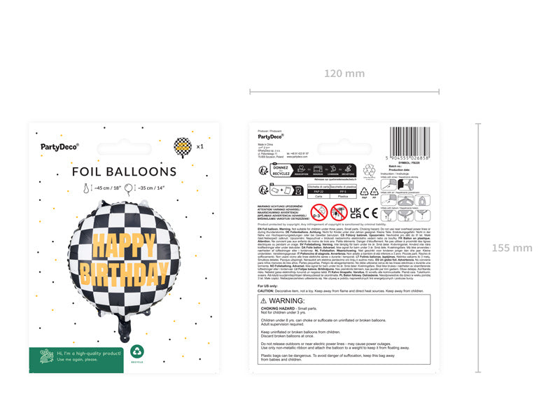 Happy Birthday Helium Balloon Race Flag Empty 35cm