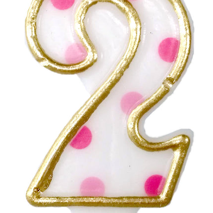 Bougie 2 ans Pink Dots 8.5cm
