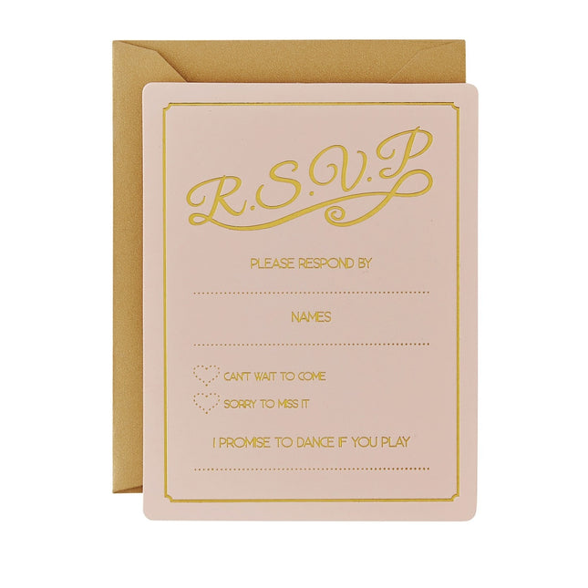 Invitations roses R.S.V.P 12.9cm 10pcs