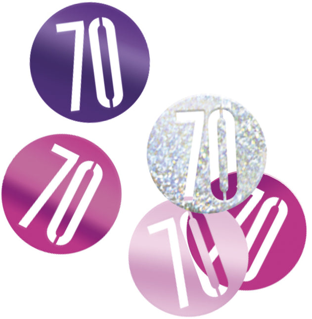 Confetti de table 70 ans Rose 14gr