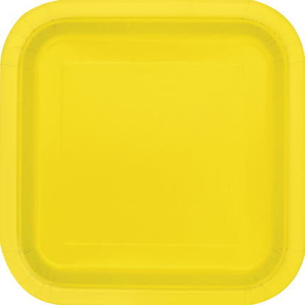 Assiettes jaunes carrées 23cm 14pcs