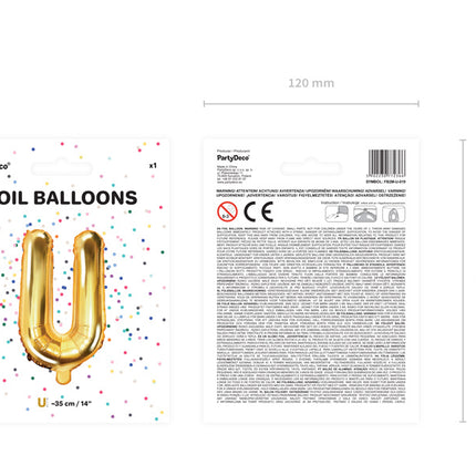 Ballon de baudruche Lettre U Or Vide 35cm