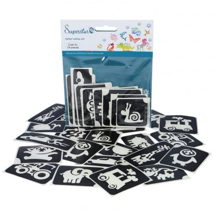 Pochoir de tatouage noir Animaux 24pcs