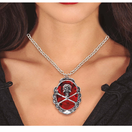 Collier d'Halloween en argent Tête de mort