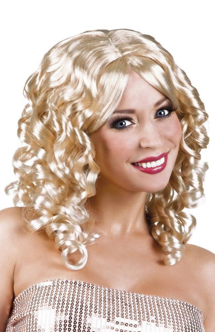 Perruque cheveux longs blonds bouclés