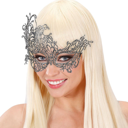 Masque pour les yeux en dentelle argentée