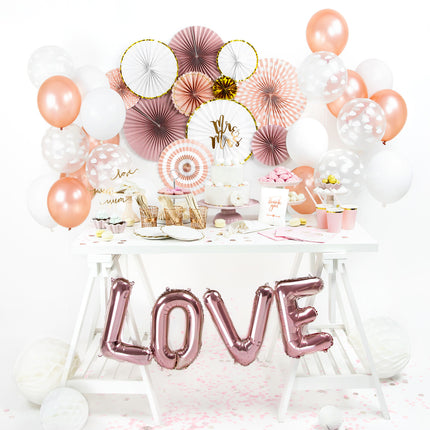 Eventails en papier rose 13-32cm 3 pièces
