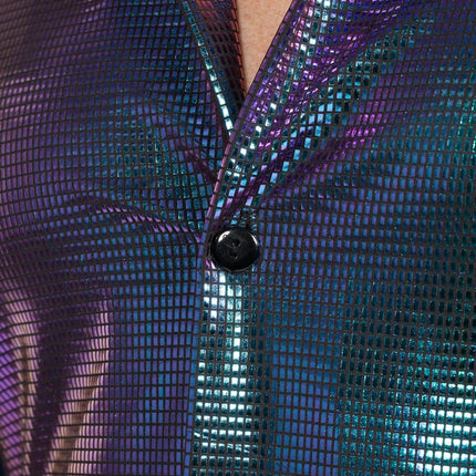Chemisier Disco bleu violet métallisé