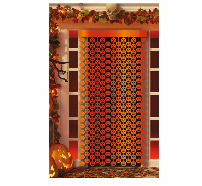 Rideau de porte Halloween Citrouilles 2m