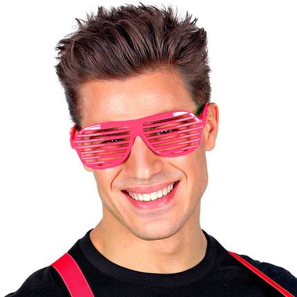 Lunettes rayées rose fluo