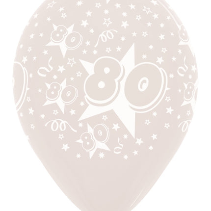 Ballons Number 80 Stars Crystal Clear 30cm 25pcs