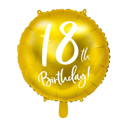 Ballon à l'hélium 18ème anniversaire doré vide 45cm