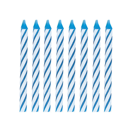 Bougies bleues rayées 14cm 24pcs