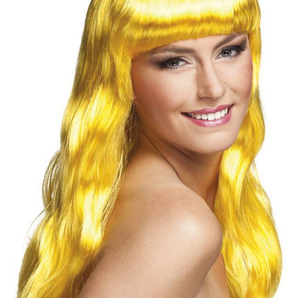 Perruque cheveux longs jaune