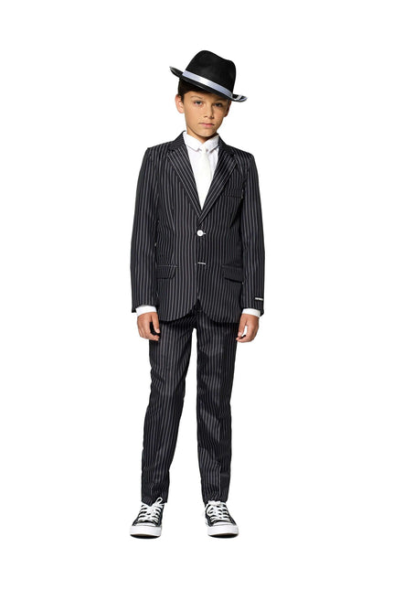 Gangster Pinstripe Black Suit Boy <tc>Suitmeister</tc>