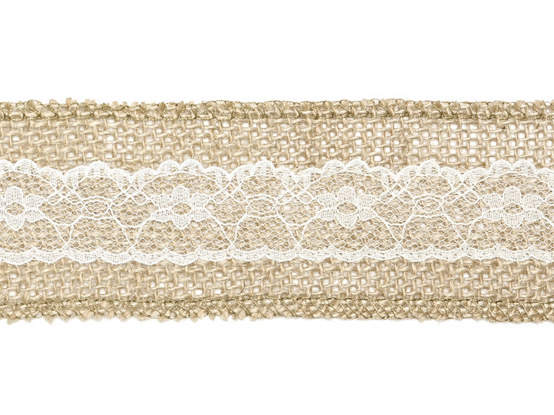 Ruban de jute dentelle blanc 5cm 5m