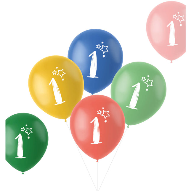 Ballons 1 an colorés 33cm 6pcs